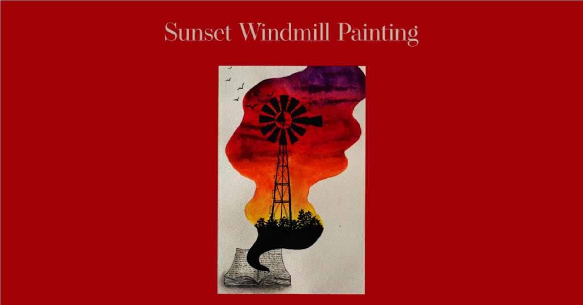 Sunset Windmill Painting
