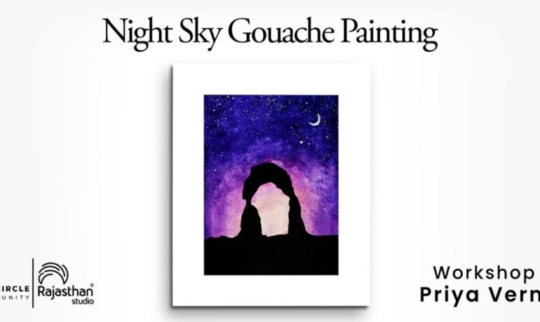 Night sky gouache painting