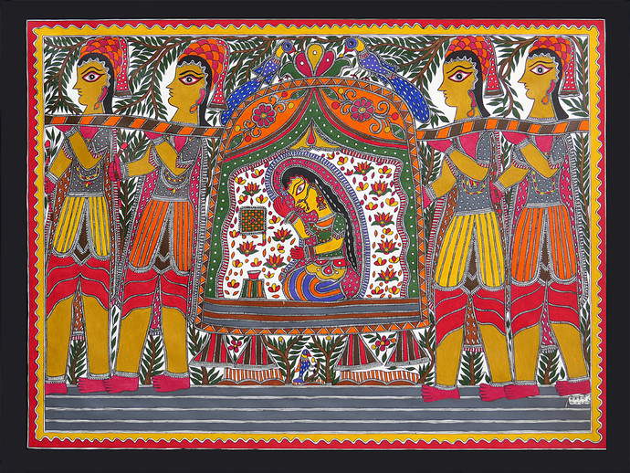 Sikhash Traditional Art Canvas Paintings, Rajasthani Art, Indian Art,  Kalamkari Art, Madhubani Art, Wall Art, Canvas painting for Living Room,  Wall Décor, Unframed, Fabric, Size - 12 X 8 inches. w1 :