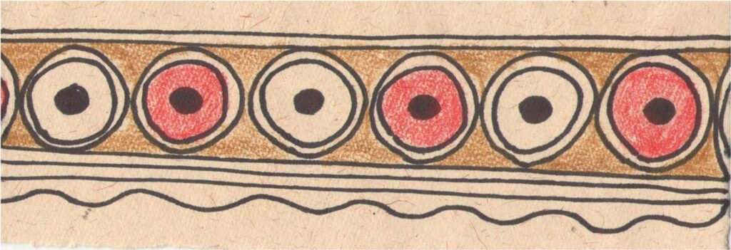 Fish eye or circles used as a border design motif.